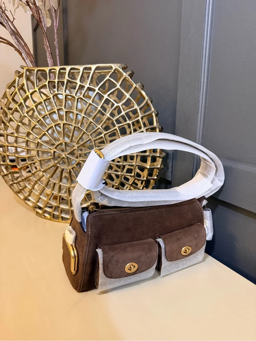 NWT Coach Mini Haversack in Brown Suede